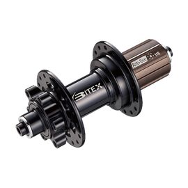 Втулка Bitex, GRAVEL/MTB, задняя, эксцентриковый зажим M10x135, 24 спицы, 6 болтов, BX201R24H-M10-135BK_ShAL, изображение  - НаВелосипеде.рф