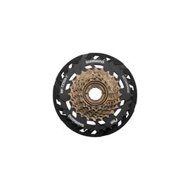 Трещотка Shimano Tourney TZ, TZ500, 7скоростей, 14-34T MEGARANGE, черно-коричневая, без упаковки, AMFTZ5007434CP, изображение  - НаВелосипеде.рф