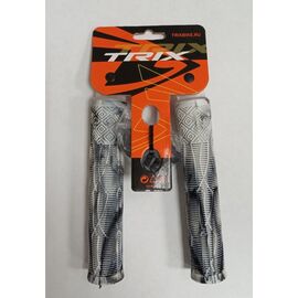 Грипсы TRIX, для BMX, резиновые, 166мм, противоскользящие, двухцветная комбинация, черный-белый, HL-G132-BLACK-WHITE, изображение  - НаВелосипеде.рф