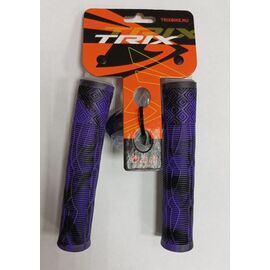 Грипсы TRIX, для BMX, резиновые, 166мм, противоскользящие,  черный-сиреневый, HL-G132-BLACK-VIOLET, изображение  - НаВелосипеде.рф