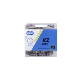 Цепь KMC, K1-W, для BMX, Dirt, Fixed, 1/2"х1/8", 110 звеньев, пин 9.3мм, с замком, серебристая, CH-Z-K1W-1-SL, изображение  - НаВелосипеде.рф
