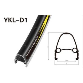 Обод велосипедный YAKUO двойной, 24x1.75, чёрный /CNC 36H, YKL-D1, изображение  - НаВелосипеде.рф