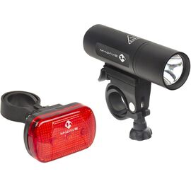 Фара+фонарь 5-221064 1 диод 3W/2 функции +3 диода/3 функции красный с батареями M-WAVE, изображение  - НаВелосипеде.рф