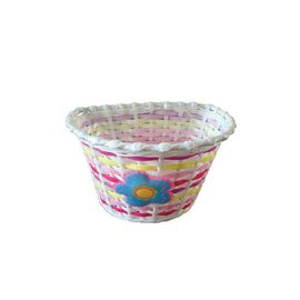Корзина TRIX для детского велосипеда 12"-16", крепление на руль, 235х165х155мм, пластиковая, плетёная, BS-TX-01x1-12-YEP, изображение  - НаВелосипеде.рф