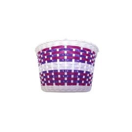 Корзина TRIX для детского велосипеда 12"-16", крепление на руль, 235х165х155мм, пластиковая, плетёная, BS-TX-01x2-12-WHB, изображение  - НаВелосипеде.рф