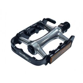 Педали WELLGO, MTB, алюминий, ось CrMo, 9/16", 101х63x24мм, на промподшипниках, серо-чёрные, M20, изображение  - НаВелосипеде.рф