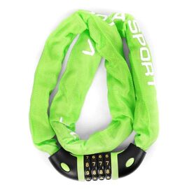 Замок велосипедный Vinca Sport кодовый- цепь 6*1000мм, зеленая оплетка, инд.уп., VS 769 green, изображение  - НаВелосипеде.рф