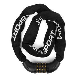 Замок велосипедный Vinca Sport кодовый- цепь 6*1000мм, черная оплетка, инд.уп., VS 769 black, изображение  - НаВелосипеде.рф