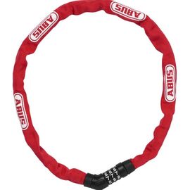 Замок вело ABUS цепь на коде 3х разр 4804C/75см RD STEEL-O-CHAIN 4мм, класс защиты 3/15 красный,  05-0072468, изображение  - НаВелосипеде.рф