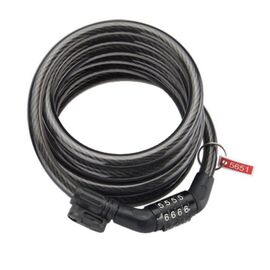 Замок LOCK кодовый противоугонный, стальной, кодовый, 10х1500 мм, пластиковая оболочка, черный, ZX2204-10150BK, изображение  - НаВелосипеде.рф