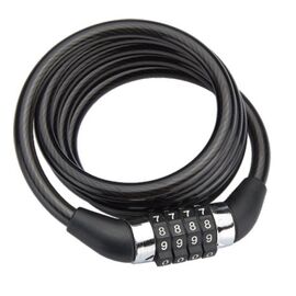 Замок LOCK кодовый противоугонный, стальной, 8х1200 мм, пластиковая оболочка, черный, ZX2212-8120BK, изображение  - НаВелосипеде.рф