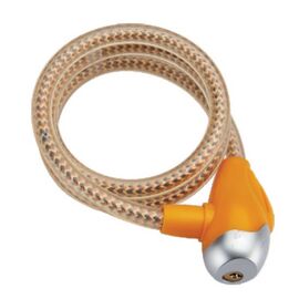 Замок противоугонный LOCK, стальной, на ключ, 12х1500 мм, пластиковая оболочка, желтый, ZX2120-12150YE, изображение  - НаВелосипеде.рф