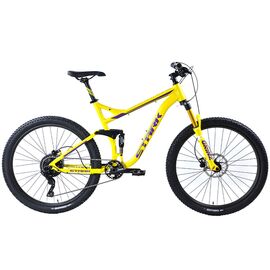 Велосипед горный Stark Tactic FS LT 27.5 HD, 27.5", желтый матовый/фиолетовый, 2024, HQ-0014196, Вариант УТ-00360837: Размер: 18" (165-178 см), Цвет: желтый матовый/фиолетовый, изображение  - НаВелосипеде.рф