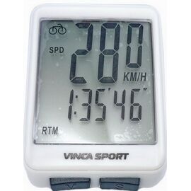Велокомпьютер беспроводной, Vinca Sport 12 функций, белый с черным, V 1507 white/black, белый велокомпьютер, изображение  - НаВелосипеде.рф