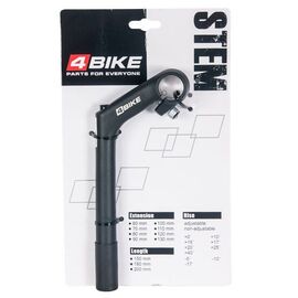 Вынос руля 4BIKE HS-C80, алюминиевый, L:80, R:+30°, D:25.4 мм, индивидуальная упаковка, черный, ARV000403, изображение  - НаВелосипеде.рф