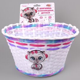 Корзина велосипедная Vinca sport "Китти", детская, на руль, белый, P 04 Kitty, изображение  - НаВелосипеде.рф