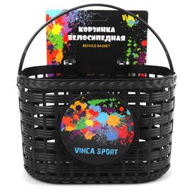 Велосипедная корзинка детская Vinca Sport на руль, с ручкой, черная, 200x140x125мм, P 08 Splash, изображение  - НаВелосипеде.рф
