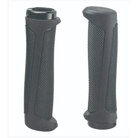 Ручки на руль АСМЕ H318 OneSideLock 138мм резиновые, эргономичные с торцевыми элементами. черные, 00-170448 , изображение  - НаВелосипеде.рф