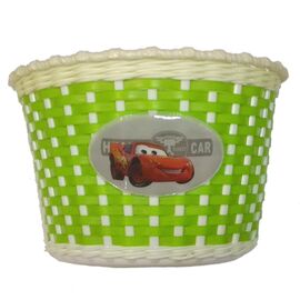 Корзина детская TRIX, 12"-16", 235х165х155мм, пластиковая, плетёная, бело-зелёная, BS-TX-03x7-12-WHGR, изображение  - НаВелосипеде.рф