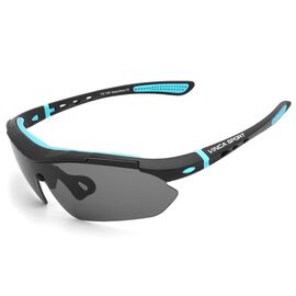 Очки велосипедные Vinca Sport, матово-черная с голубым оправа с серыми линзами, VG 100 black/blue, изображение  - НаВелосипеде.рф