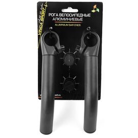 Рога велосипедные Vinca Sport, удлиненные, с логотипом (пара), 22.2*180 мм, алюминий, черный, VBE 4 black, изображение  - НаВелосипеде.рф