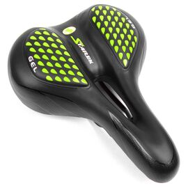 Седло велосипедное Vinca Sport, 275*200 мм, гелевое, черный с зеленым, VS 127 gel green, изображение  - НаВелосипеде.рф