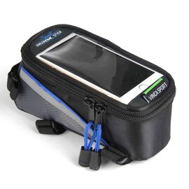 Велосумка на раму Vinca Sport, отделение для телефона, отверстие под наушники, 195х100х100мм, FB 07L black/blue, изображение  - НаВелосипеде.рф