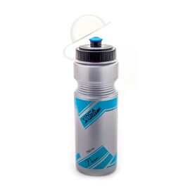 Фляга велосипедная Vinca Sport VSB 21-2, с защитой от пыли, 750 мл, индивидуальная упаковка, серый/синий,  VSB 21 blue, изображение  - НаВелосипеде.рф