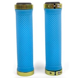 Грипсы велосипедные Vinca Sport синие, 129мм, зажим зелёный,  H-G 119 blue/green, изображение  - НаВелосипеде.рф