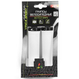 Грипсы велосипедные Vinca Sport, с зажимами, 129мм, белые, зажим черный, H-G 119 white/black, изображение  - НаВелосипеде.рф