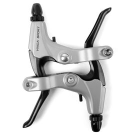 Тормозные ручки Vinca Sport, алюминий, серые, черные рычаги, VB 51 grey, изображение  - НаВелосипеде.рф