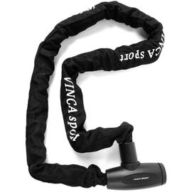 Велозамок Vinca Sport цепь 8*1200мм, черная оплетка, полиэтилен, инд.уп. VS 101.715 polybag, изображение  - НаВелосипеде.рф