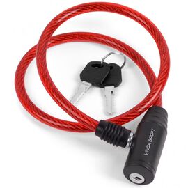 Велозамок Vinca Sport 8*650мм, красный тросик, полиэтилен, инд.уп. VS 101.101 red polybag, изображение  - НаВелосипеде.рф