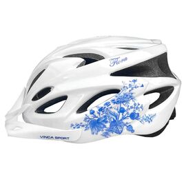Шлем взрослый Vinca Sport IN-MOLD, дизайн "Flora", белый цвет, VSH 25 Flora white, Вариант УТ-00374109: Размер: M (54-57), изображение  - НаВелосипеде.рф