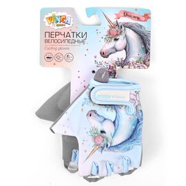 Перчатки велосипедные детские Vinca Sport Unicorn, голубые, VG 804 Unicorn (4), Вариант УТ-00374119: Размер: 4XS, изображение  - НаВелосипеде.рф