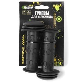 Грипсы велосипедные Vinca Sport детские, резиновые, длина 102мм, черные, инд.уп. H-G 96  black, изображение  - НаВелосипеде.рф