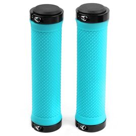 Грипсы велосипедные Vinca Sport, с зажимами, длина 129мм, голубые, зажим черный, H-G 119 light blue/black , изображение  - НаВелосипеде.рф