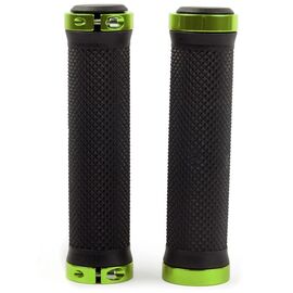 Грипсы велосипедные Vinca Sport. с зажимами, длина 129мм, чёрные, зажим лайм, H-G 119 black/lime , изображение  - НаВелосипеде.рф