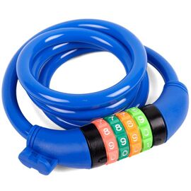 Замок велосипедный Vinca Sport, кодовый 10*1000мм, синий тросик, VS 101.427 blue polybag, изображение  - НаВелосипеде.рф