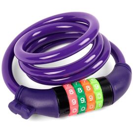 Замок велосипедный Vinca Sport, кодовый 10*1000мм, фиолетовый тросик, VS 101.427 violet polybag, изображение  - НаВелосипеде.рф