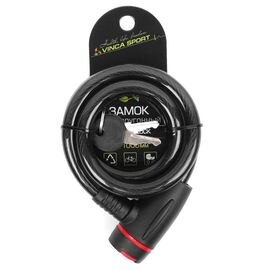 Замок велосипедный Vinca Sport 12*1000мм, черн., защита замка от влаги, VS 8207 black polybag, изображение  - НаВелосипеде.рф