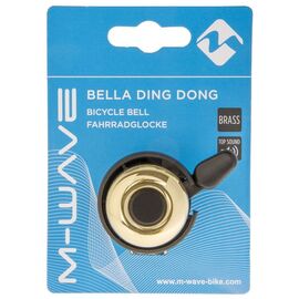 Звонок M-WAVE Bella Ding-Dong латунь-пластик мини D=33мм, золотистый (на блистере), 5-420053, изображение  - НаВелосипеде.рф