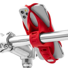 Держатель для смартфона BONE BIKE TIE 4, силиконовый, на руль, универсальный, красный, 07-200521, изображение  - НаВелосипеде.рф