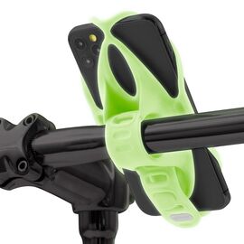 Держатель для смартфона BONE BIKE TIE 4, силиконовый, на руль, универсальный, зеленый, люминесцентный, 07-200524, изображение  - НаВелосипеде.рф
