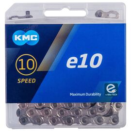 Цепь велосипедная KMC e10 Silver 11/128" 10ск. 122 звена, 5,9мм, с замком, X Bridge, д/SHIMANO/SRAM, 5-306114, изображение  - НаВелосипеде.рф