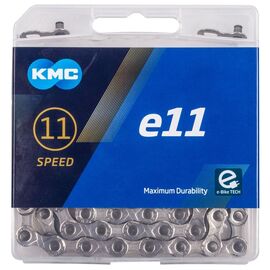 Цепь велосипедная  KMC e11 Silver 11/128" 11ск. 122 звена, 5,5мм, с замком, д/SHIMANO/SRAM, серебристая, 5-306110, изображение  - НаВелосипеде.рф