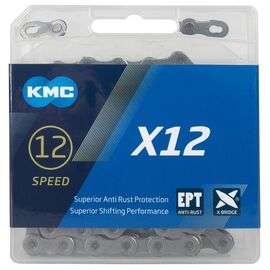 Цепь велосипедная KMC X12 EPT EcoProTeQ 11/128" 12ск. 126 звеньев, с замком, X Bridge, д/SHIMANO/SRAM, 5-303513, изображение  - НаВелосипеде.рф
