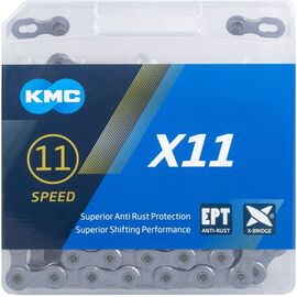Цепь велосипедная KMC X11EPT EcoProTeQ 1/2"x11/128" 11ск. 118 звеньев, с замком, X Bridge, д/SHIMANO/SRAM, 5-303536, изображение  - НаВелосипеде.рф
