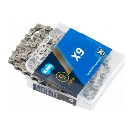 Цепь велосипедная KMC Х9 Silver 1/2"х11/128" 9ск.114 звеньев, с замком, X Bridge, д/SHIMANO/SRAM, 5-303604, изображение  - НаВелосипеде.рф