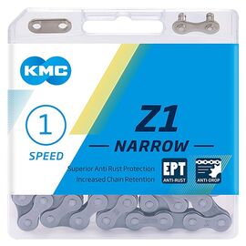 Цепь велосипедная KMC Z1 Narrow EPT 1/2"х3/32" 1ск. 112 звеньев, 8мм, с замком, в пластиковой коробке, 5-303720, изображение  - НаВелосипеде.рф